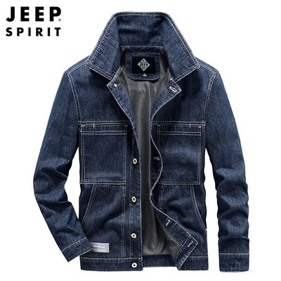 Jachetă de blugi JEEP SPIRIT pentru bărbați, ocazional, haină simplă de denim, primăvară și toamnă, la modă, pentru tineret, la oraș, cardigan pentru bărbați, haine confortabile