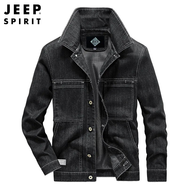 Jachetă de blugi JEEP SPIRIT pentru bărbați, ocazional, haină simplă de denim, primăvară și toamnă, la modă, pentru tineret, la oraș, cardigan pentru bărbați, haine confortabile