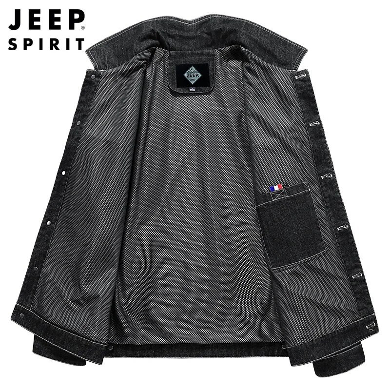 Jachetă de blugi JEEP SPIRIT pentru bărbați, ocazional, haină simplă de denim, primăvară și toamnă, la modă, pentru tineret, la oraș, cardigan pentru bărbați, haine confortabile