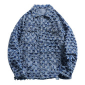 Jachetă de blugi cu franjuri pentru bărbați