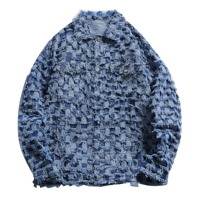 Jachetă de blugi cu franjuri pentru bărbați