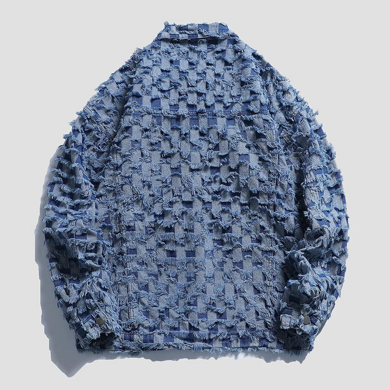 Jachetă de blugi cu franjuri pentru bărbați