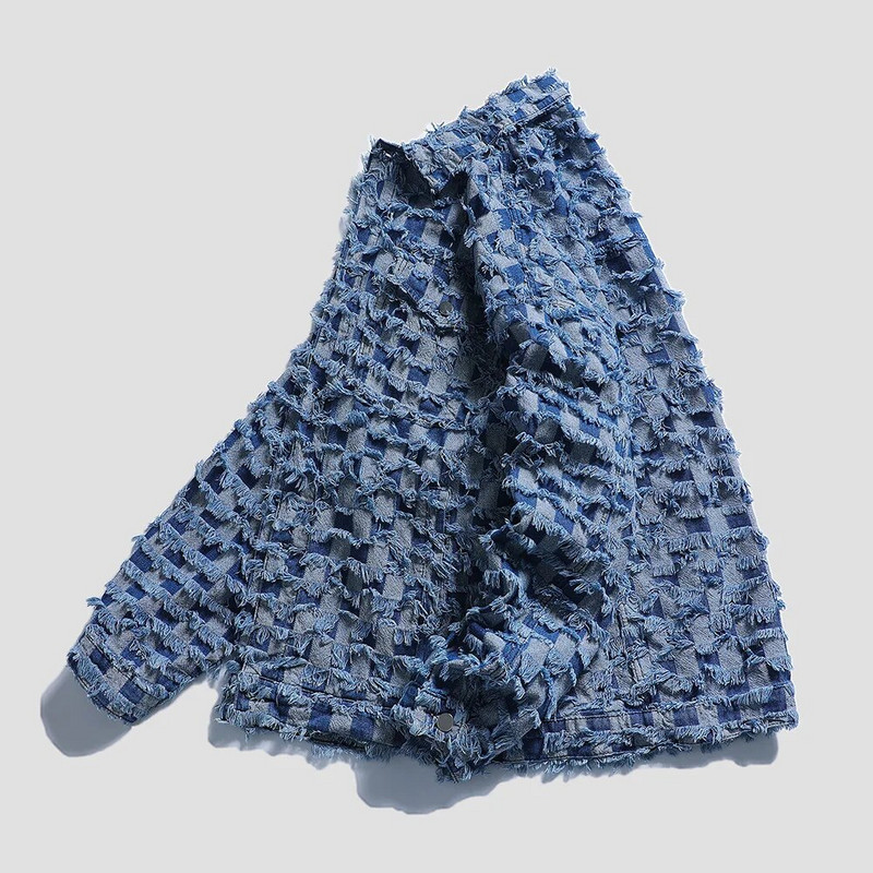 Jachetă de blugi cu franjuri pentru bărbați