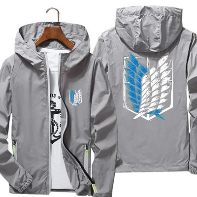 Muškarci Žene Attack On Titan Wings Freedom Ležerna reflektirajuća vjetrovka Pilotska jakna s kapuljačom Uski pilotski kaput Modna odjeća