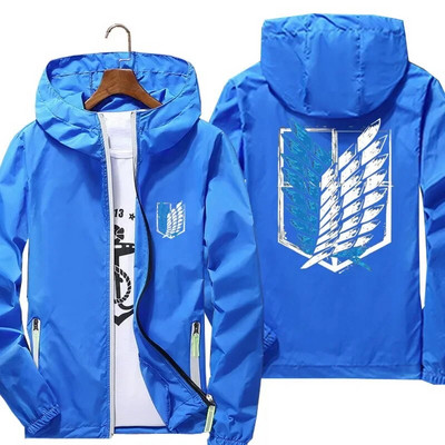 Muškarci Žene Attack On Titan Wings Freedom Ležerna reflektirajuća vjetrovka Pilotska jakna s kapuljačom Uski pilotski kaput Modna odjeća