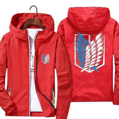 Muškarci Žene Attack On Titan Wings Freedom Ležerna reflektirajuća vjetrovka Pilotska jakna s kapuljačom Uski pilotski kaput Modna odjeća
