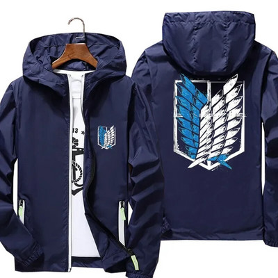 Muškarci Žene Attack On Titan Wings Freedom Ležerna reflektirajuća vjetrovka Pilotska jakna s kapuljačom Uski pilotski kaput Modna odjeća