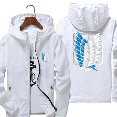 Muškarci Žene Attack On Titan Wings Freedom Ležerna reflektirajuća vjetrovka Pilotska jakna s kapuljačom Uski pilotski kaput Modna odjeća