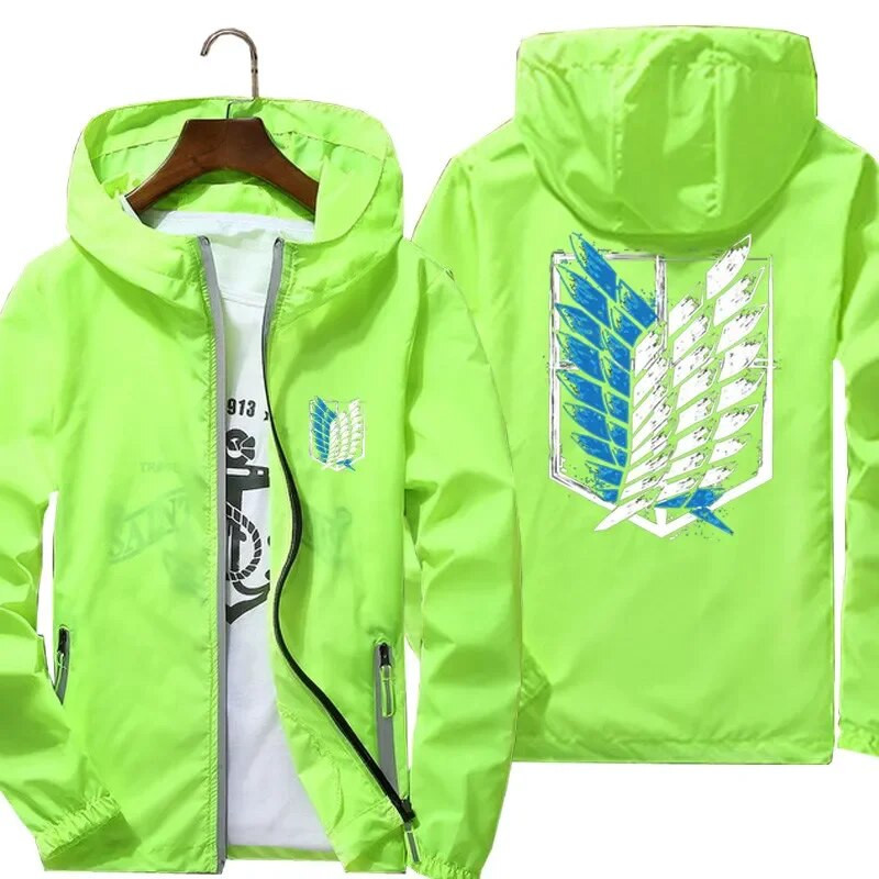 Muškarci Žene Attack On Titan Wings Freedom Ležerna reflektirajuća vjetrovka Pilotska jakna s kapuljačom Uski pilotski kaput Modna odjeća