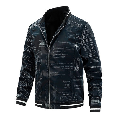 Paltoane de toamnă pentru bărbați cu litere imprimate uniformă de baseball ocazională Jachetă frumos cu fermoar Jachete subțiri cu mânecă lungă pentru bărbați Ropa Hombre