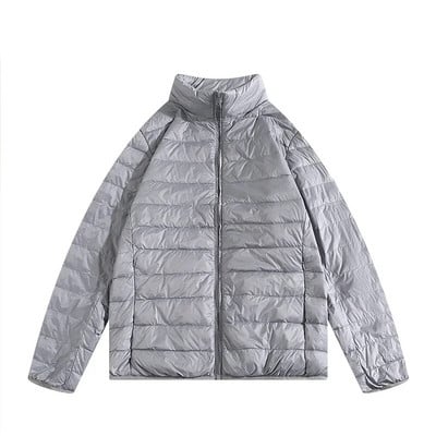 Jachetă de iarnă în stil Hong Kong, caldă, ușoară, rezistentă la apă, cu guler în jos, pentru bărbați/femei, la modă, de culoare solidă, haine versatile Top