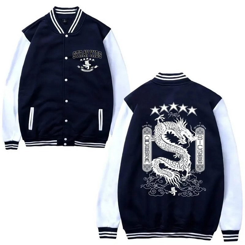 Coreea Stray Kids 5 stele Bărbați Femei Trend Baseball Jachetă Haina Hanorac Hanoră Baseball Uniforme Imprimare Cardigan Haine Topuri