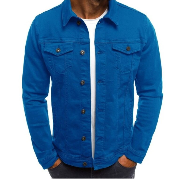 Jachete de toamnă pentru bărbați 2023, ocazional, la modă, versatilă, subțire, cu un singur piept, cu mânecă lungă, de culoare uni, cardigan, cu nasturi, haină de denim de lucru