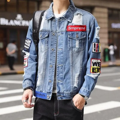 Muška jean jakna 2023 Jesen Nova retro ležerna traper jakna Ulična pamučna uska traper gornja odjeća Modni brend muške odjeće