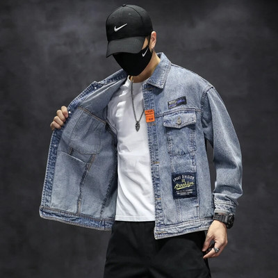 Muška jean jakna 2023 Jesen Nova retro ležerna traper jakna Ulična pamučna uska traper gornja odjeća Modni brend muške odjeće