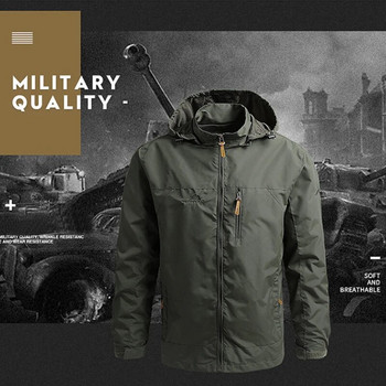 Ανδρικά αντιανεμικό χειμωνιάτικο αδιάβροχο μπουφάν κάμπινγκ με κουκούλα Στρατιωτικά μπουφάν Ανδρικό παλτό Softshell Field Jacket Work Outwear 7XL