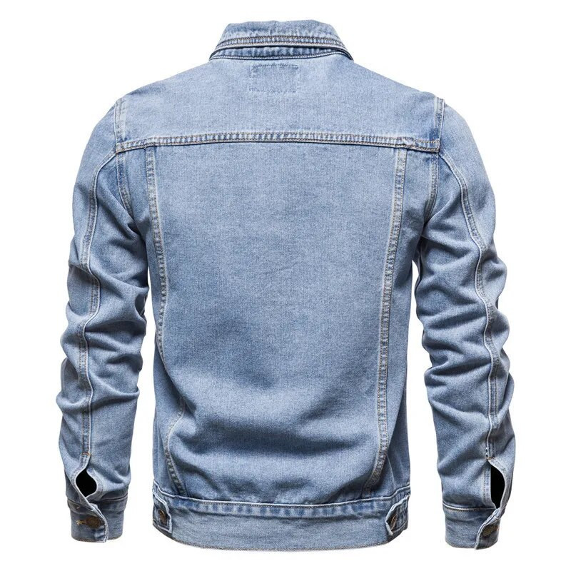 Bărbați Cardigan Patchwork Jachetă 2023 Toamna Iarnă Nouă Jachetă Denim Bărbați Jachetă Denim cu mânecă lungă, cu un singur piept, cu guler răsturnat