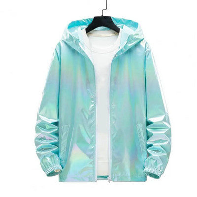 Lengva lauko vėjo striukė Ryški, spalvinga nuo saulės apsauganti striukė su kišenėmis ant gaubto Vyriškas užtrauktukas ilgomis rankovėmis, skirtas gatvės drabužiams