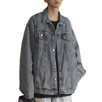 Ανδρικό τζιν μπουφάν Ανδρικό μπουφάν ρετρό χιπ χοπ τζιν μπουφάν με πολλές τσέπες Plus Size Ανδρικό παλτό για casual streetwear