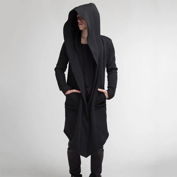 Hirigin New Men Winter Casual Hoodie Coat Solid Color Cardigan Cloak Coat Open Front Topl Long Outwear Есен Зима