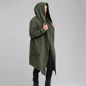 Hirigin New Men Winter Casual Hoodie Παλτό μονόχρωμο Cardigan Cloak παλτό Ανοιχτό μπροστά Ζεστό μακρύ πανωφόρι Φθινόπωρο Χειμώνας
