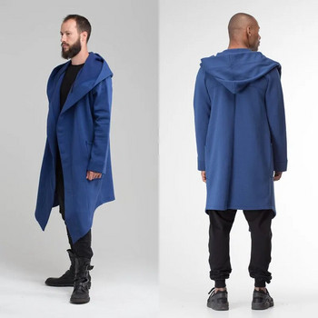 Hirigin New Men Winter Casual Hoodie Παλτό μονόχρωμο Cardigan Cloak παλτό Ανοιχτό μπροστά Ζεστό μακρύ πανωφόρι Φθινόπωρο Χειμώνας