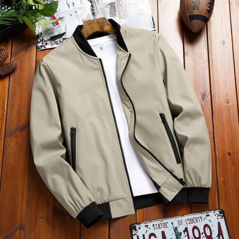 2024. Proljeće Jesen Muške bomber jakne Muška gornja odjeća Slim Fit jednobojni kaputi Modna muška ulična bejzbol jakne Odjeća