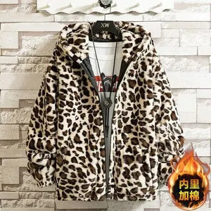 Jesenska mekana leopard jakna Muške majice s kapuljačom na patentni zatvarač Kaput s kapuljačom Y2K Causal Street Gornja odjeća Široka vjetrovka Muška Ženska