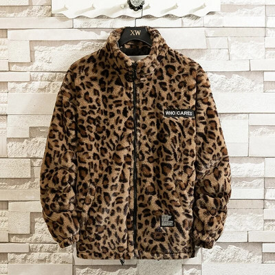 Jesenska mekana leopard jakna Muške majice s kapuljačom na patentni zatvarač Kaput s kapuljačom Y2K Causal Street Gornja odjeća Široka vjetrovka Muška Ženska