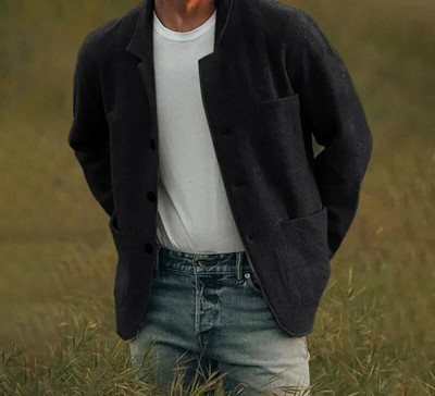 Modna jesenska i zimska jakna Muška odjeća 2023. Omladinski jednoredni kaput širokih krojeva s reverima, jednobojni trendi ležerni kaput