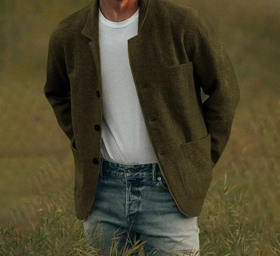 Modna jesenska i zimska jakna Muška odjeća 2023. Omladinski jednoredni kaput širokih krojeva s reverima, jednobojni trendi ležerni kaput