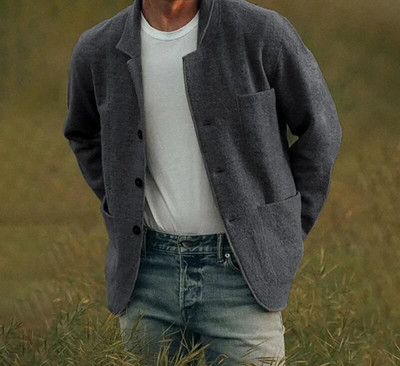 Modna jesenska i zimska jakna Muška odjeća 2023. Omladinski jednoredni kaput širokih krojeva s reverima, jednobojni trendi ležerni kaput