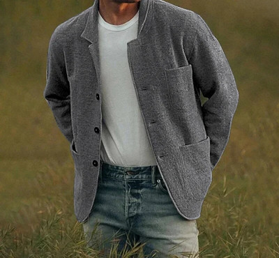 Modna jesenska i zimska jakna Muška odjeća 2023. Omladinski jednoredni kaput širokih krojeva s reverima, jednobojni trendi ležerni kaput