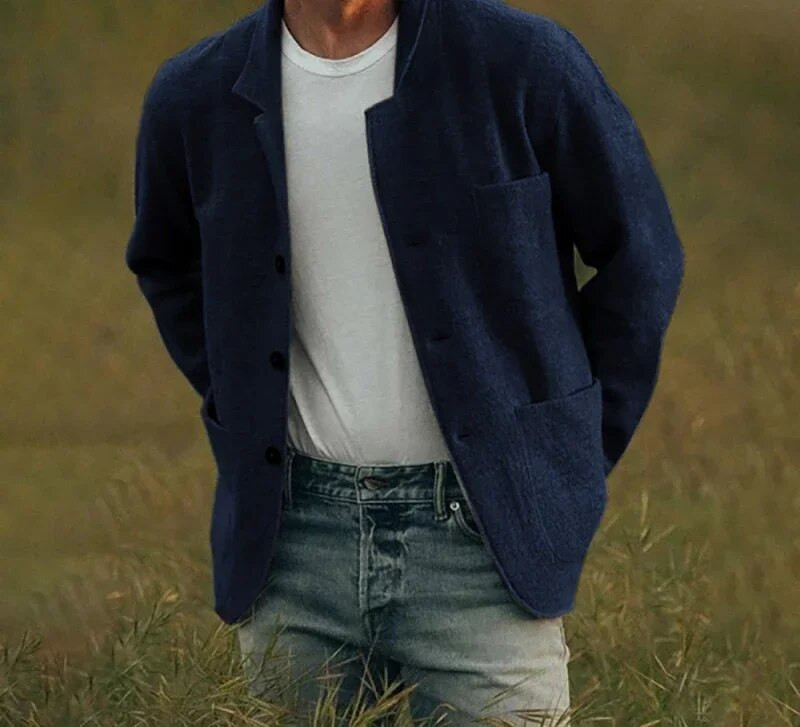 Modna jesenska i zimska jakna Muška odjeća 2023. Omladinski jednoredni kaput širokih krojeva s reverima, jednobojni trendi ležerni kaput