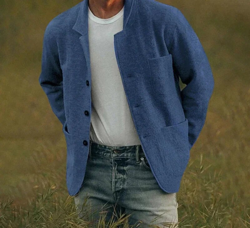 Modna jesenska i zimska jakna Muška odjeća 2023. Omladinski jednoredni kaput širokih krojeva s reverima, jednobojni trendi ležerni kaput