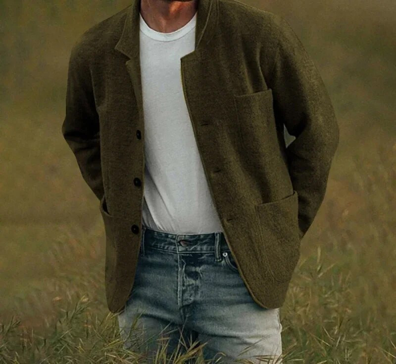 Modna jesenska i zimska jakna Muška odjeća 2023. Omladinski jednoredni kaput širokih krojeva s reverima, jednobojni trendi ležerni kaput