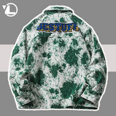 Jachetă vopsită în cravată, din bumbac, pe stradă mare, bărbați, femei, jachete de varsity largi, vintage, cu flori, haină japoneză, primăvară, toamnă, îmbrăcăminte nouă