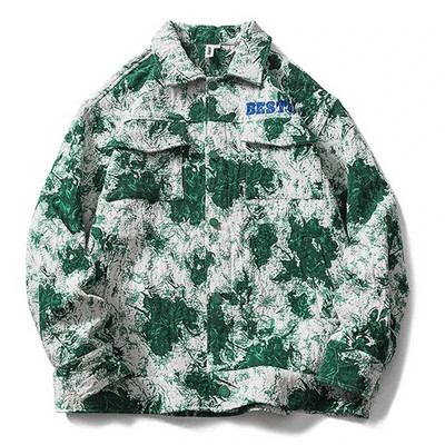 Jachetă vopsită în cravată, din bumbac, pe stradă mare, bărbați, femei, jachete de varsity largi, vintage, cu flori, haină japoneză, primăvară, toamnă, îmbrăcăminte nouă