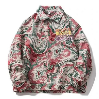 Jachetă vopsită în cravată, din bumbac, pe stradă mare, bărbați, femei, jachete de varsity largi, vintage, cu flori, haină japoneză, primăvară, toamnă, îmbrăcăminte nouă