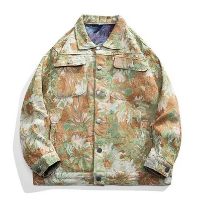 Jachetă vopsită în cravată, din bumbac, pe stradă mare, bărbați, femei, jachete de varsity largi, vintage, cu flori, haină japoneză, primăvară, toamnă, îmbrăcăminte nouă