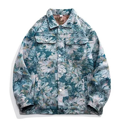 Jachetă vopsită în cravată, din bumbac, pe stradă mare, bărbați, femei, jachete de varsity largi, vintage, cu flori, haină japoneză, primăvară, toamnă, îmbrăcăminte nouă