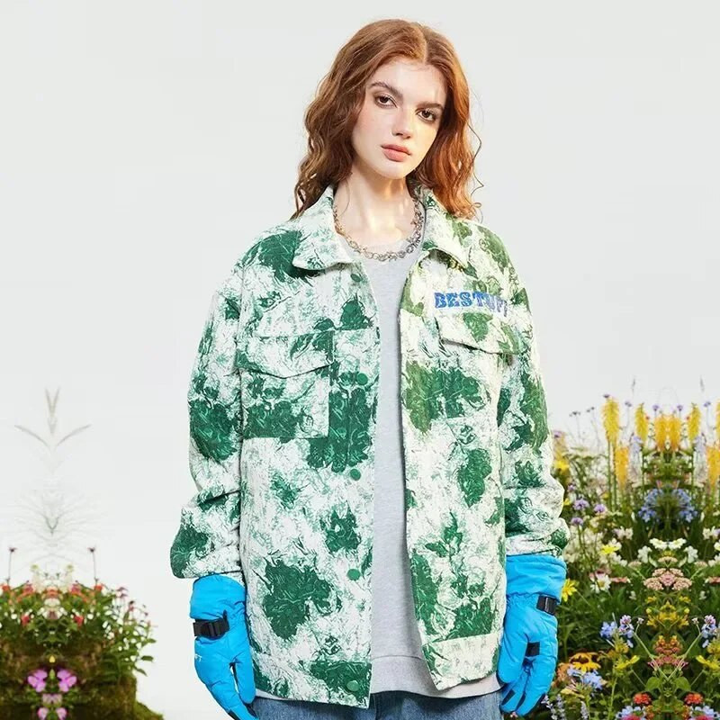 Jachetă vopsită în cravată, din bumbac, pe stradă mare, bărbați, femei, jachete de varsity largi, vintage, cu flori, haină japoneză, primăvară, toamnă, îmbrăcăminte nouă