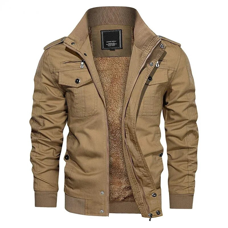 Jachetă din lână Maxbarley, toamnă și iarnă, pentru bărbați, jachetă militară de vânt, ocazională, pentru pilot militar, îngroșat, caldă, bomber, cargo, îmbrăcăminte exterioară