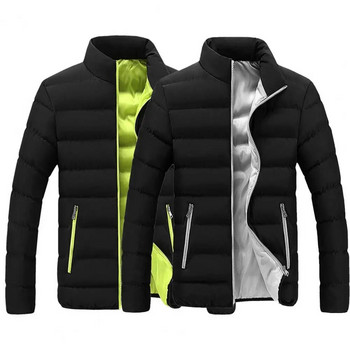 Дебели мъжки нови топли якета с парка Зимни ежедневни мъжки връхни дрехи, палта, плътна яка, мъжко ветрозащитно яке с памучна подплата
