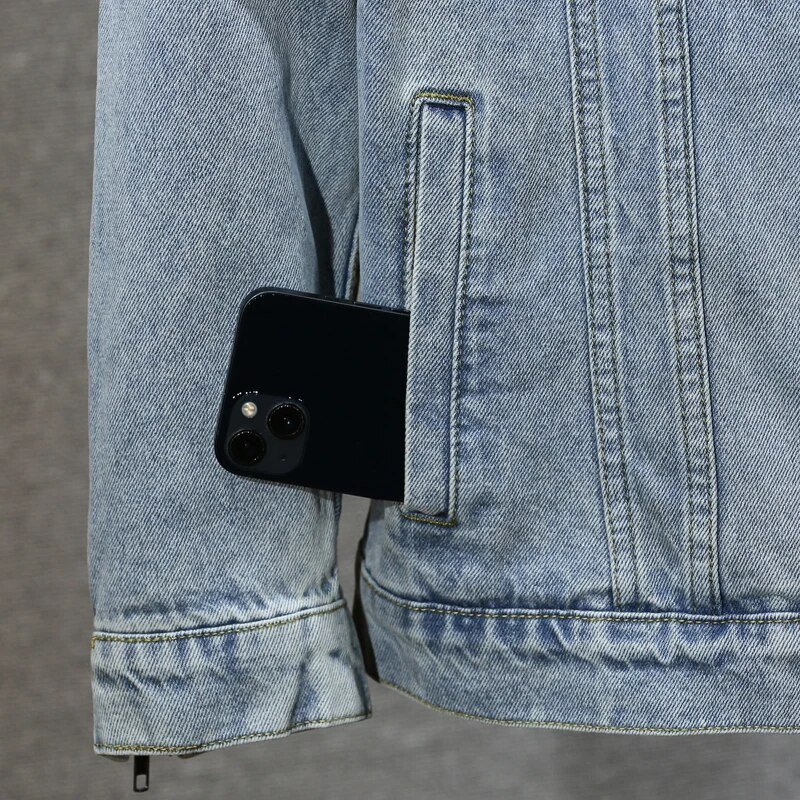 Jachetă neagră de blugi pentru bărbați, toamnă și iarnă, noua jachetă de blugi neagră pentru bărbați, de moda coreeană, largi, spălat, dărăpănat