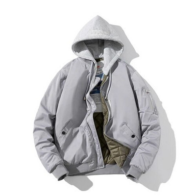 Ανδρικό μπουφάν μπουφάν Γυναικείο συμπαγές φθινόπωρο, χειμερινό πιλοτικό μπουφάν μόδας Vintage παλτό μπέιζμπολ με κουκούλα Casual Windbreak Κόκκινο ροζ μπορντό