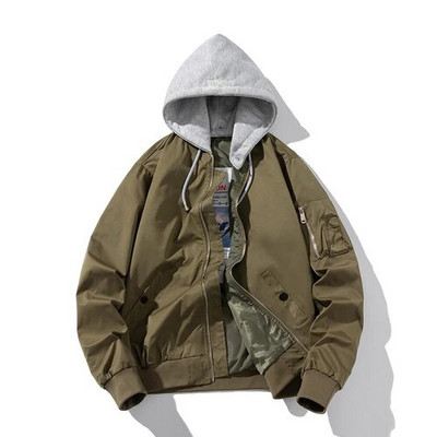 Ανδρικό μπουφάν μπουφάν Γυναικείο συμπαγές φθινόπωρο, χειμερινό πιλοτικό μπουφάν μόδας Vintage παλτό μπέιζμπολ με κουκούλα Casual Windbreak Κόκκινο ροζ μπορντό