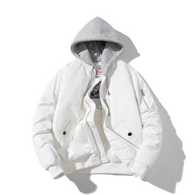 Ανδρικό μπουφάν μπουφάν Γυναικείο συμπαγές φθινόπωρο, χειμερινό πιλοτικό μπουφάν μόδας Vintage παλτό μπέιζμπολ με κουκούλα Casual Windbreak Κόκκινο ροζ μπορντό