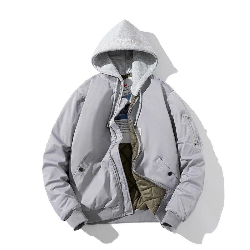 Ανδρικό μπουφάν μπουφάν Γυναικείο συμπαγές φθινόπωρο, χειμερινό πιλοτικό μπουφάν μόδας Vintage παλτό μπέιζμπολ με κουκούλα Casual Windbreak Κόκκινο ροζ μπορντό