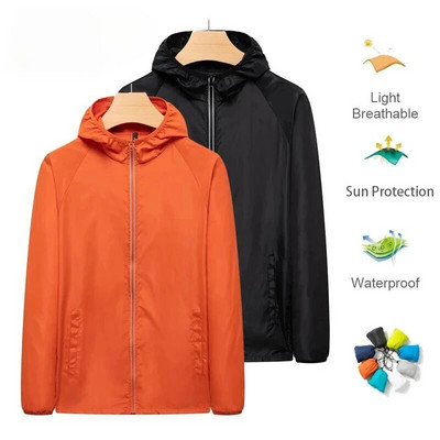 Мъже, жени, туристическа ветровка, водоустойчиво къмпинг яке, унисекс, външно катерене, бързосъхнещо дъждобран с UV защита, плюс размер 7XL